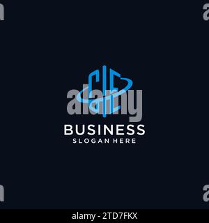 CE initial monogram logo with hexagonal shape and swoosh design ideas Stock Vector