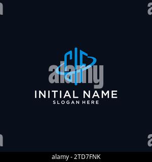 CF initial monogram logo with hexagonal shape and swoosh design ideas Stock Vector