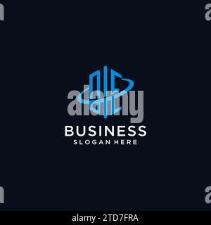 DE initial monogram logo with hexagonal shape and swoosh design ideas Stock Vector