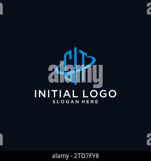 CT initial monogram logo with hexagonal shape and swoosh design ideas Stock Vector