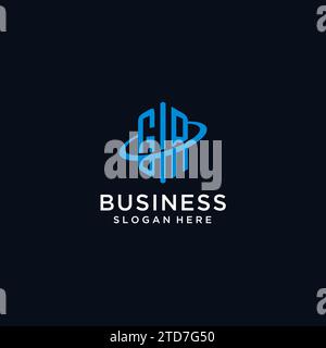 GR initial monogram logo with hexagonal shape and swoosh design ideas Stock Vector