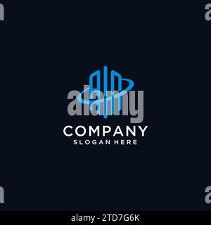 AN initial monogram logo with hexagonal shape and swoosh design ideas Stock Vector