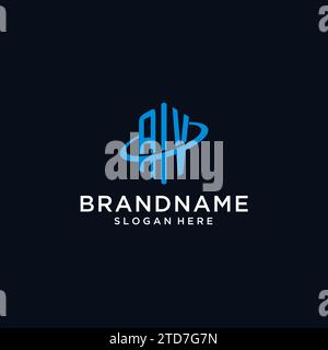 AV initial monogram logo with hexagonal shape and swoosh design ideas Stock Vector
