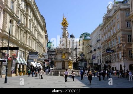 Vienna Austria - Graben Shopping Street - Column of Pest - Pestsäule Stock Photo