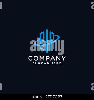 BA initial monogram logo with hexagonal shape and swoosh design ideas Stock Vector