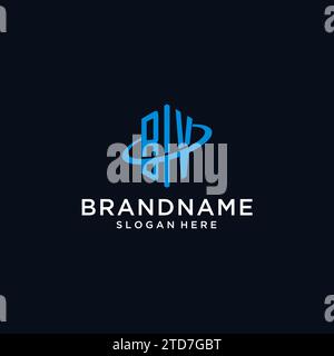 BV initial monogram logo with hexagonal shape and swoosh design ideas Stock Vector