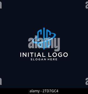 CG initial monogram logo with hexagonal shape and swoosh design ideas Stock Vector
