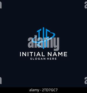 IF initial monogram logo with hexagonal shape and swoosh design ideas Stock Vector
