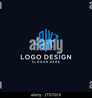 AK initial monogram logo with hexagonal shape and swoosh design ideas Stock Vector