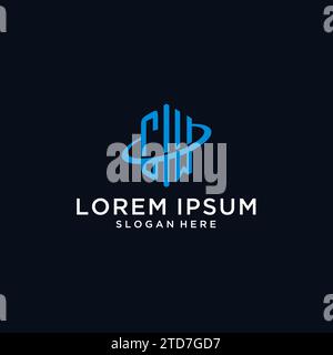 CM initial monogram logo with hexagonal shape and swoosh design ideas Stock Vector