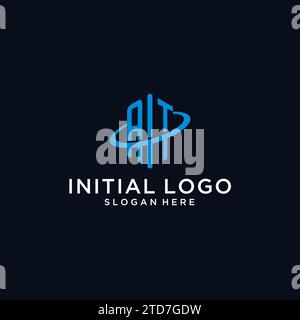 AT initial monogram logo with hexagonal shape and swoosh design ideas Stock Vector