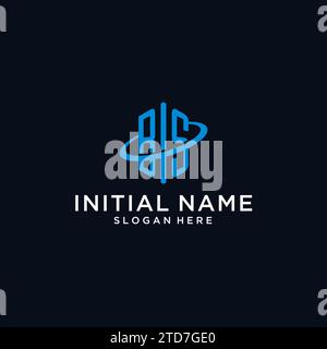 BS initial monogram logo with hexagonal shape and swoosh design ideas Stock Vector