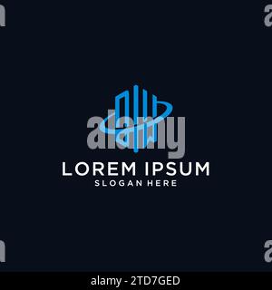 DM initial monogram logo with hexagonal shape and swoosh design ideas Stock Vector