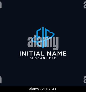 EF initial monogram logo with hexagonal shape and swoosh design ideas Stock Vector