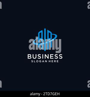 AR initial monogram logo with hexagonal shape and swoosh design ideas Stock Vector