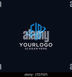 FB initial monogram logo with hexagonal shape and swoosh design ideas Stock Vector