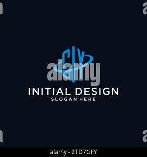 CY initial monogram logo with hexagonal shape and swoosh design ideas Stock Vector