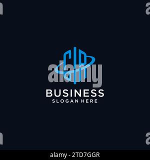 CR initial monogram logo with hexagonal shape and swoosh design ideas Stock Vector