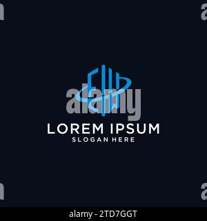 EM initial monogram logo with hexagonal shape and swoosh design ideas Stock Vector
