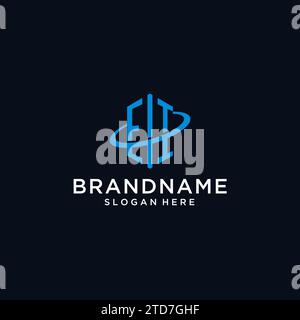 EI initial monogram logo with hexagonal shape and swoosh design ideas Stock Vector