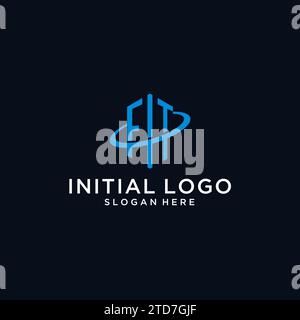 FT initial monogram logo with hexagonal shape and swoosh design ideas Stock Vector