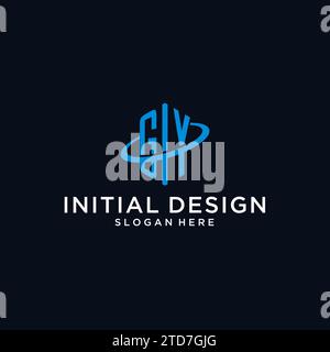 GY initial monogram logo with hexagonal shape and swoosh design ideas Stock Vector