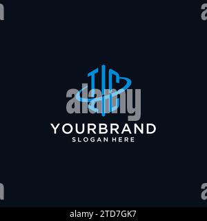 IC initial monogram logo with hexagonal shape and swoosh design ideas Stock Vector