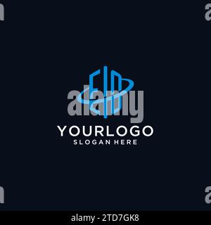 EO initial monogram logo with hexagonal shape and swoosh design ideas Stock Vector