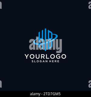 HB initial monogram logo with hexagonal shape and swoosh design ideas Stock Vector
