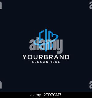 EC initial monogram logo with hexagonal shape and swoosh design ideas Stock Vector