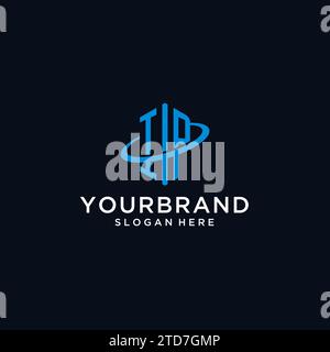 IP initial monogram logo with hexagonal shape and swoosh design ideas Stock Vector
