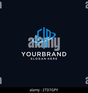 FP initial monogram logo with hexagonal shape and swoosh design ideas Stock Vector
