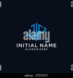 JF initial monogram logo with hexagonal shape and swoosh design ideas Stock Vector