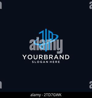 JP initial monogram logo with hexagonal shape and swoosh design ideas Stock Vector