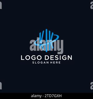 KK initial monogram logo with hexagonal shape and swoosh design ideas Stock Vector