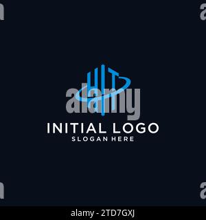 HT initial monogram logo with hexagonal shape and swoosh design ideas Stock Vector