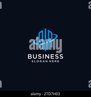 NR initial monogram logo with hexagonal shape and swoosh design ideas Stock Vector