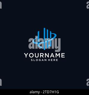 LW initial monogram logo with hexagonal shape and swoosh design ideas Stock Vector