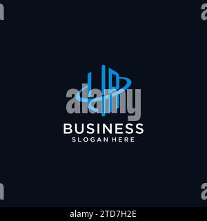 LR initial monogram logo with hexagonal shape and swoosh design ideas Stock Vector
