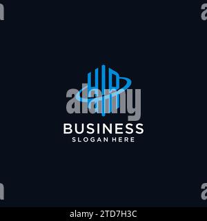 HR initial monogram logo with hexagonal shape and swoosh design ideas Stock Vector