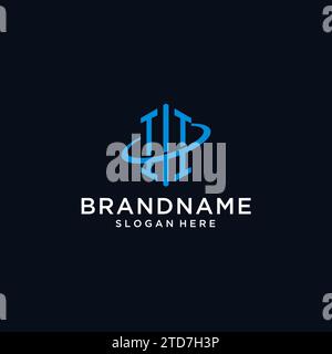 II initial monogram logo with hexagonal shape and swoosh design ideas Stock Vector