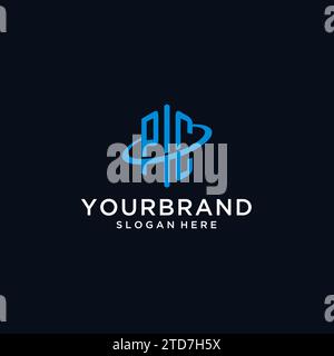 PC initial monogram logo with hexagonal shape and swoosh design ideas Stock Vector