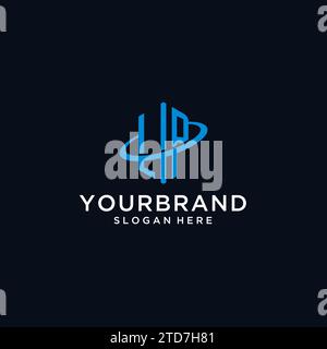 LP initial monogram logo with hexagonal shape and swoosh design ideas Stock Vector