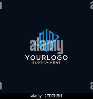 MO initial monogram logo with hexagonal shape and swoosh design ideas Stock Vector