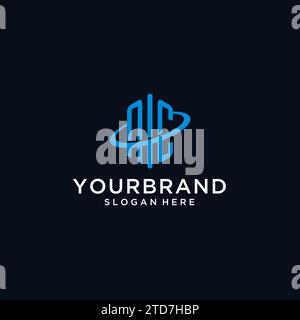NC initial monogram logo with hexagonal shape and swoosh design ideas Stock Vector