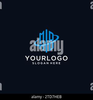 MB initial monogram logo with hexagonal shape and swoosh design ideas Stock Vector