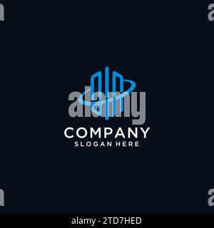 ON initial monogram logo with hexagonal shape and swoosh design ideas Stock Vector