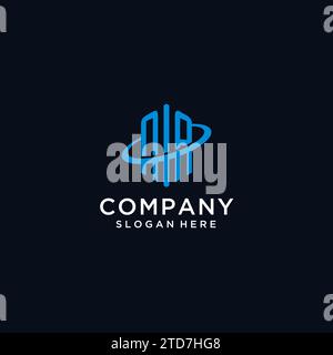 NA initial monogram logo with hexagonal shape and swoosh design ideas Stock Vector