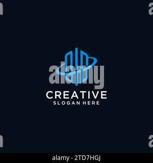OD initial monogram logo with hexagonal shape and swoosh design ideas Stock Vector