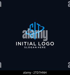 ST initial monogram logo with hexagonal shape and swoosh design ideas Stock Vector